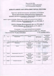 Приложение 001 к лицензии серии А №334971 страница 1
